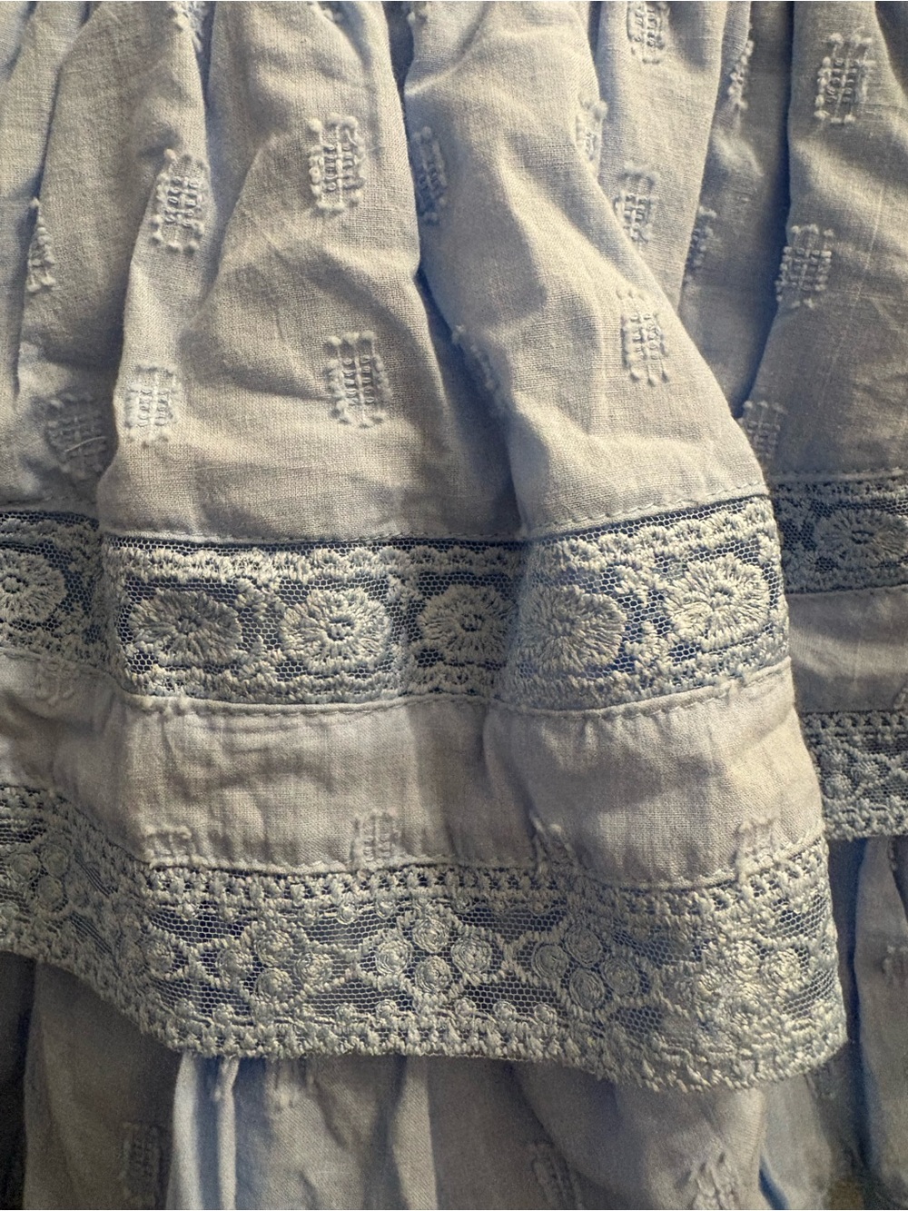 Altar'd State Sky Blue Tiered Lace Mini Skirt - Picture 3 of 3